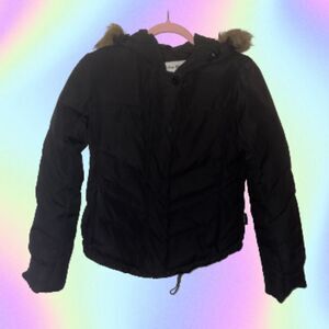 Size XS Fur Hood Y2K Olive Green Jacket